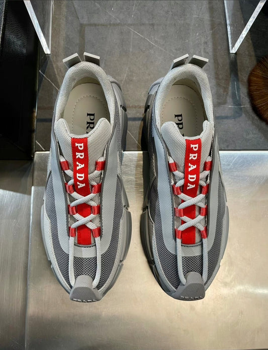 PRADA Cloudbust Thunder Sneakers – Grey/Red Edition