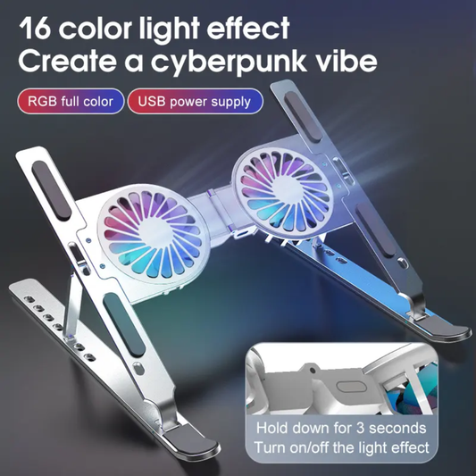 RGB Laptop Cooling Stand - 16 Color Light Effect with Dual Fans